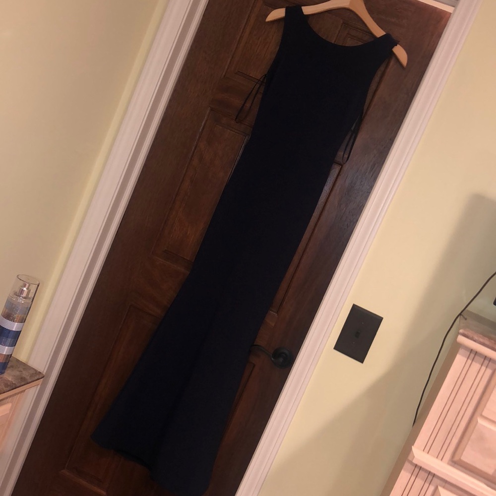 Navy Long Gown with Pearls - Picture 5 of 5